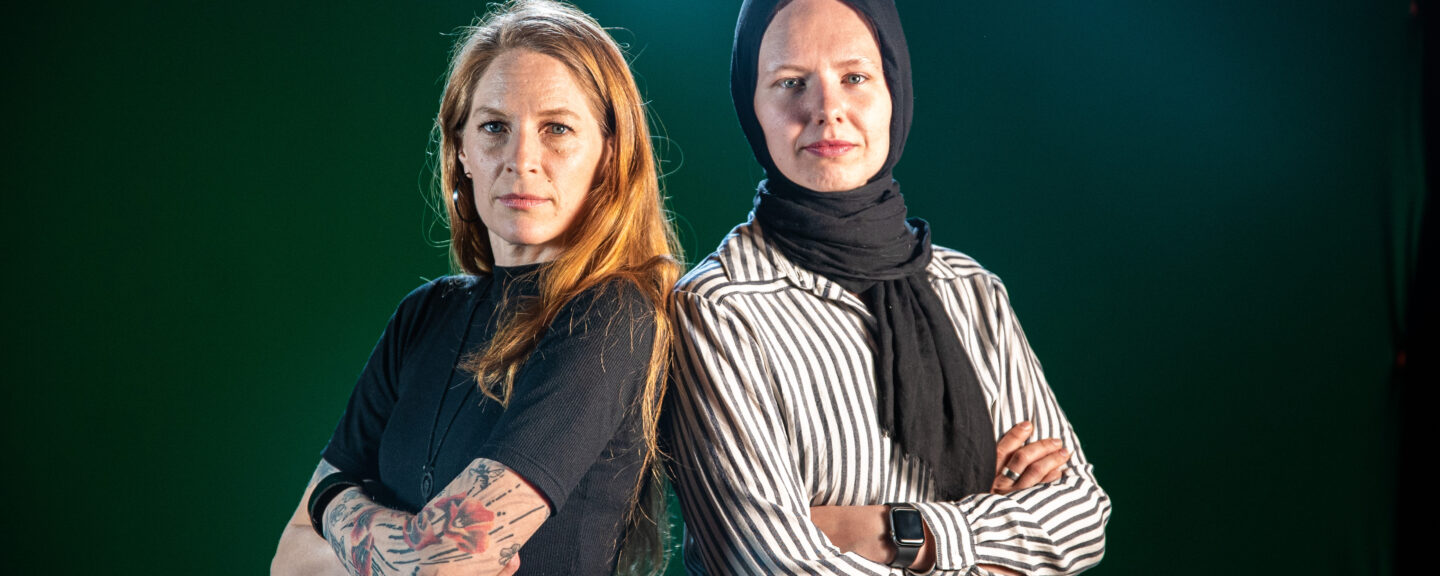 Sofia Frithioff och Elin Andersson från Vänsterpartiet Linköping